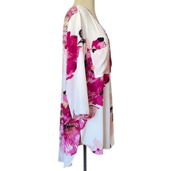 Fig and Flower Women's Pink Floral Tunic Top, Size 2X EUC - Picture 3 of 7